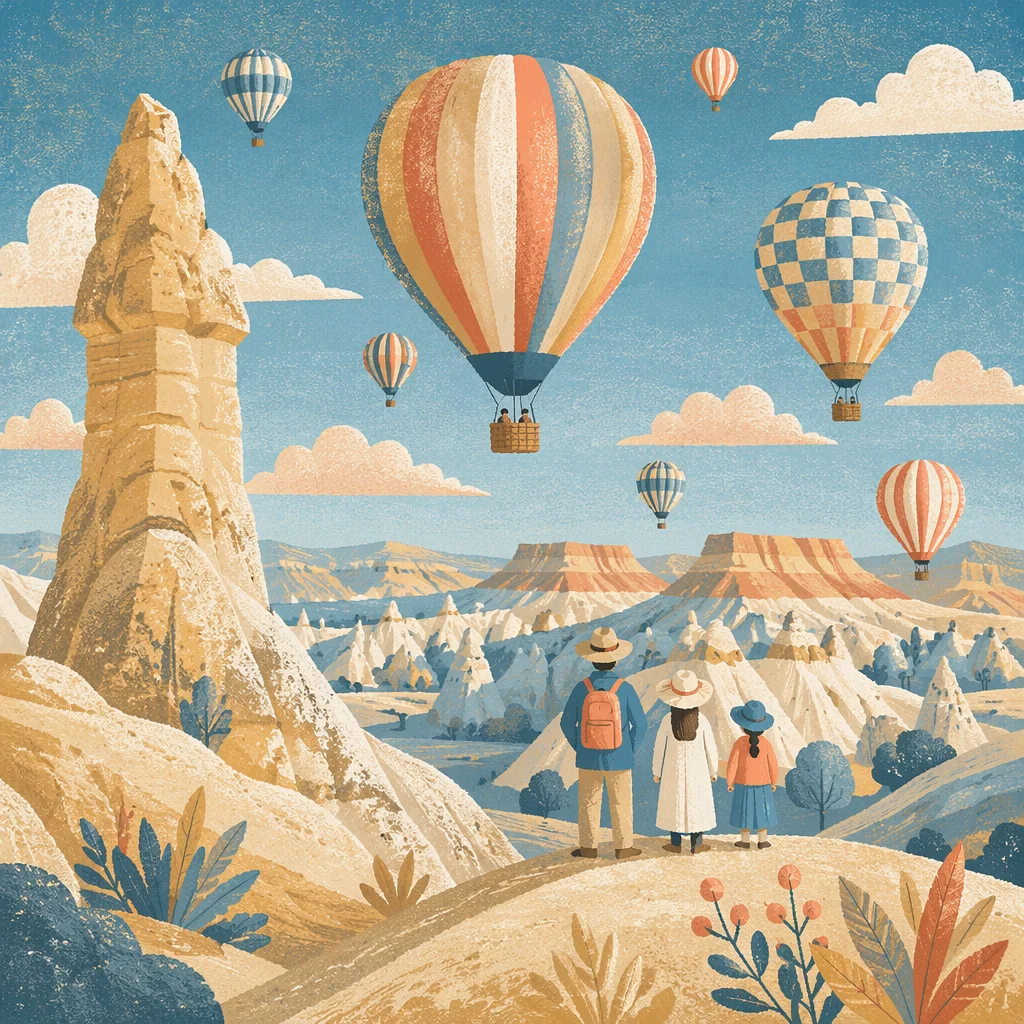 Colorful Balloons Over Sunrise Sandstone Valley