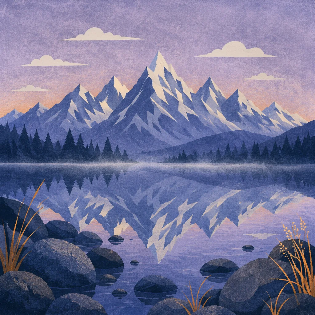 Still Alpine Lake Reflection at Blue Hour