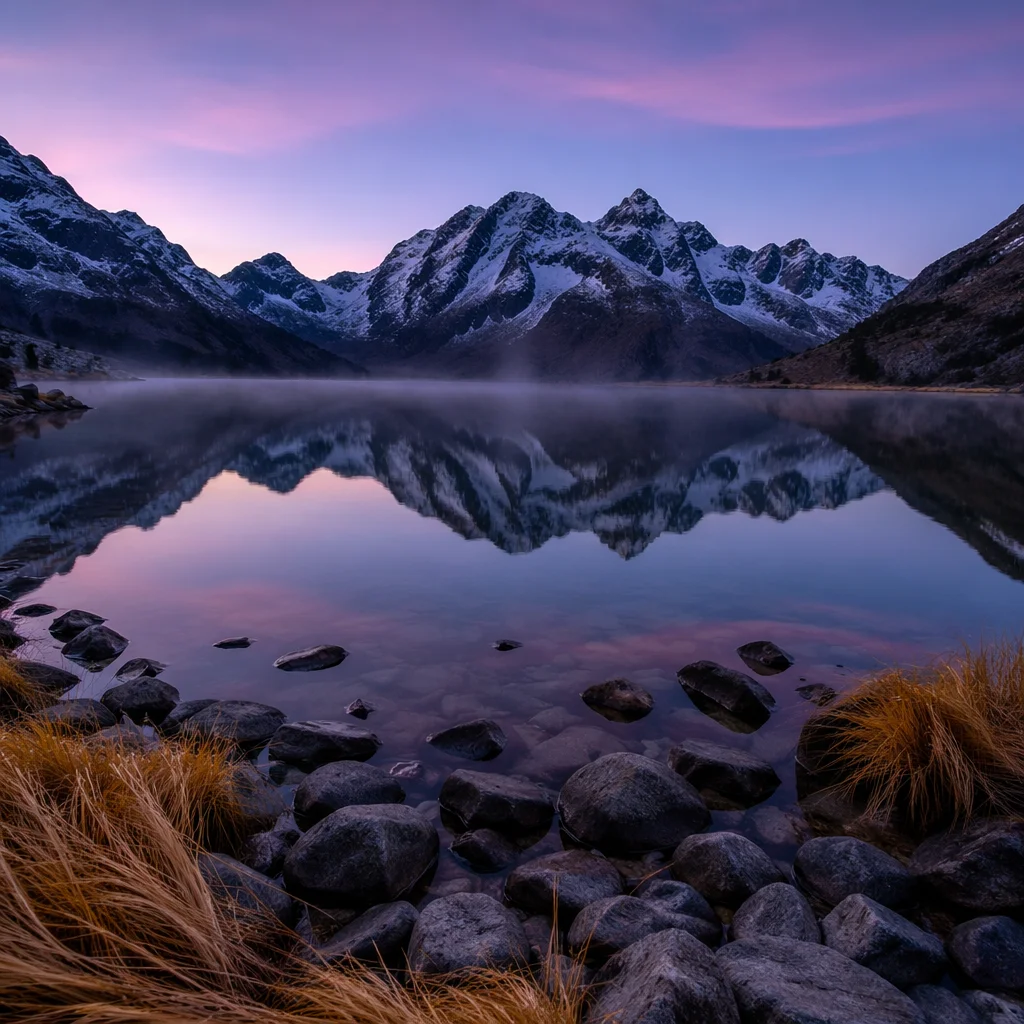 Still Alpine Lake Reflection at Blue Hour