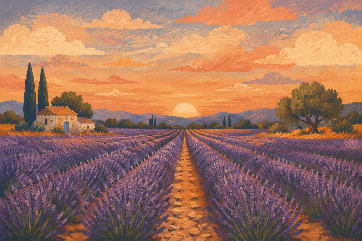 Lavender Rows at Provence Sunset