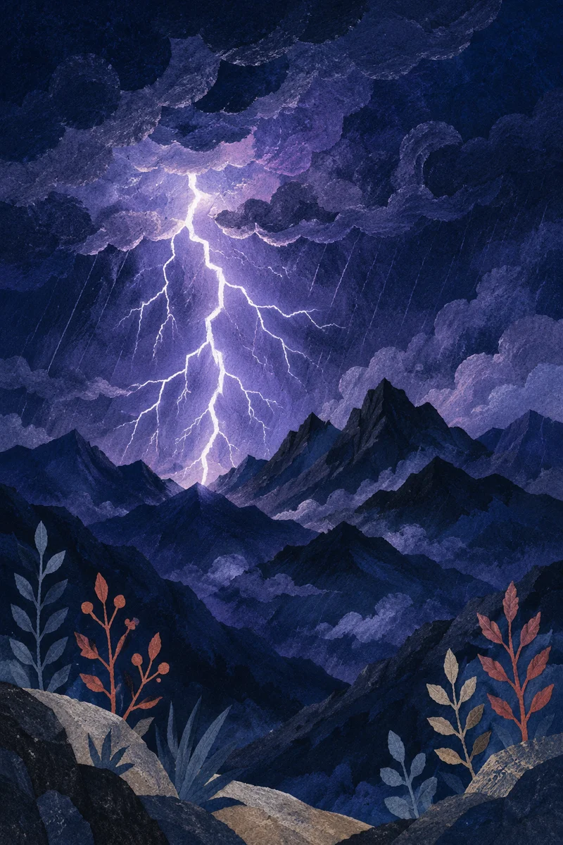 Lightning Over Remote Mountain Thunderstorm