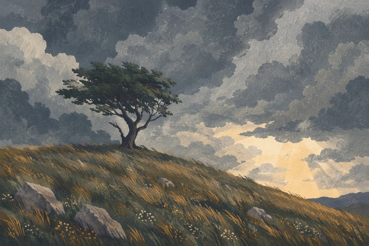 Lone Tree Beneath Dramatic Storm Clouds