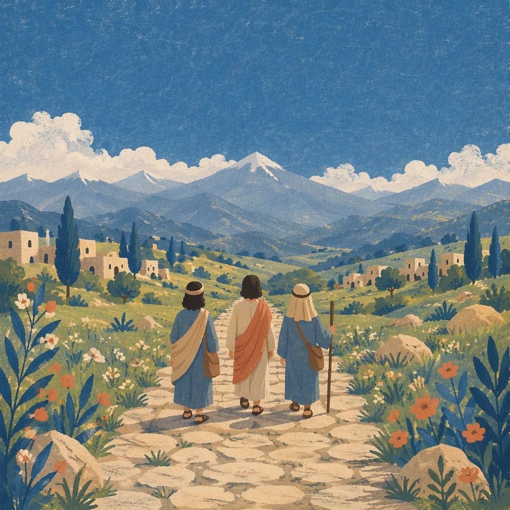Meadow Path Toward Distant Alpine Mountains
