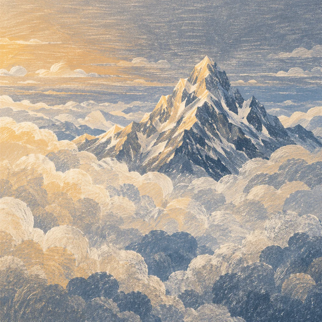 Majestic Mountain Peak Above Morning Clouds