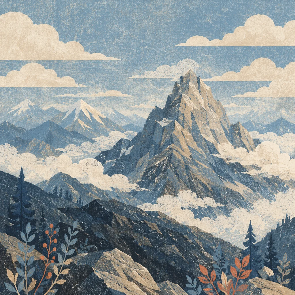 Majestic Mountain Peak Above Drifting Clouds