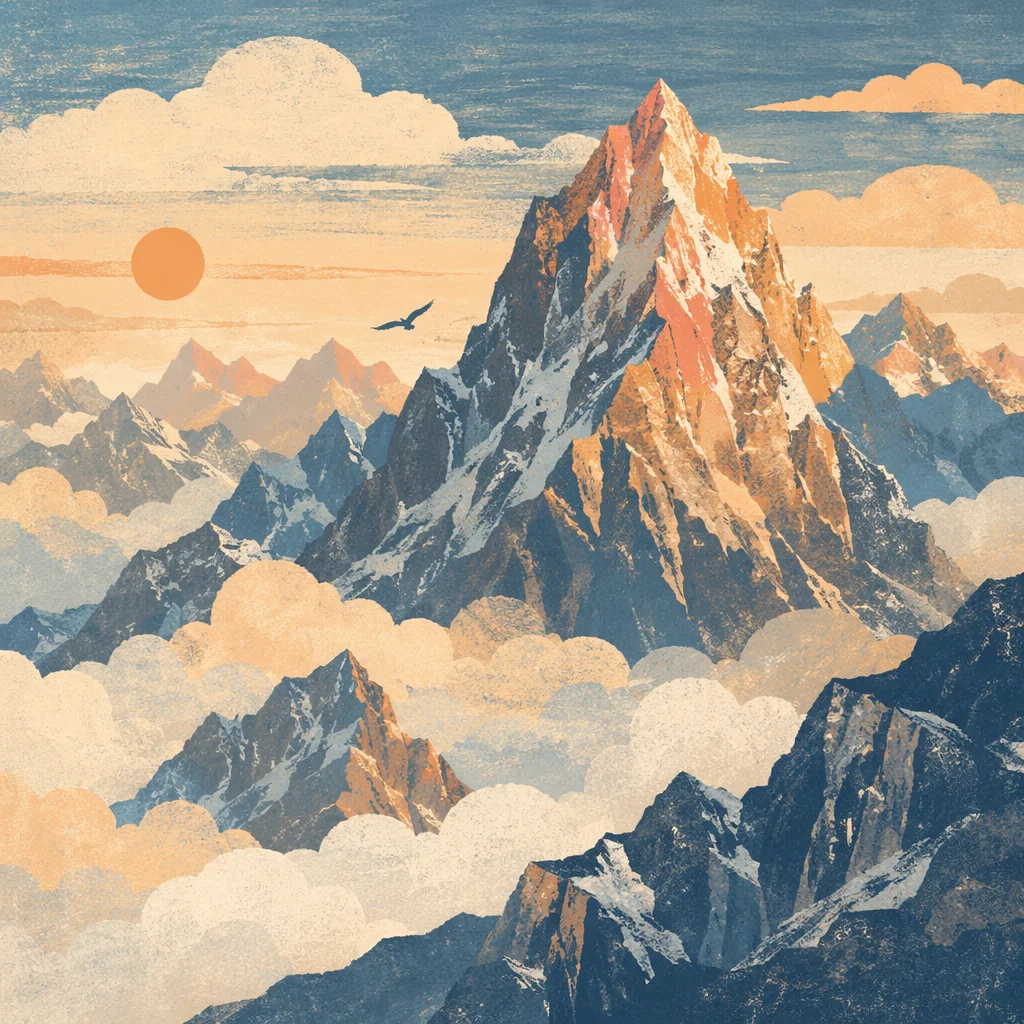 Majestic Mountain Peak Above Morning Clouds