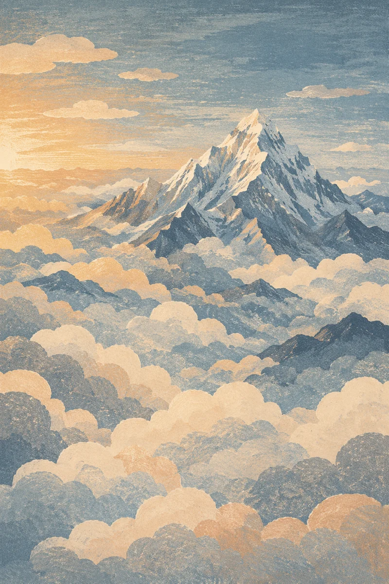 Majestic Mountain Peak Above Morning Clouds