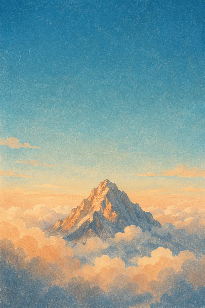 Majestic Mountain Peak Above Soft Clouds
