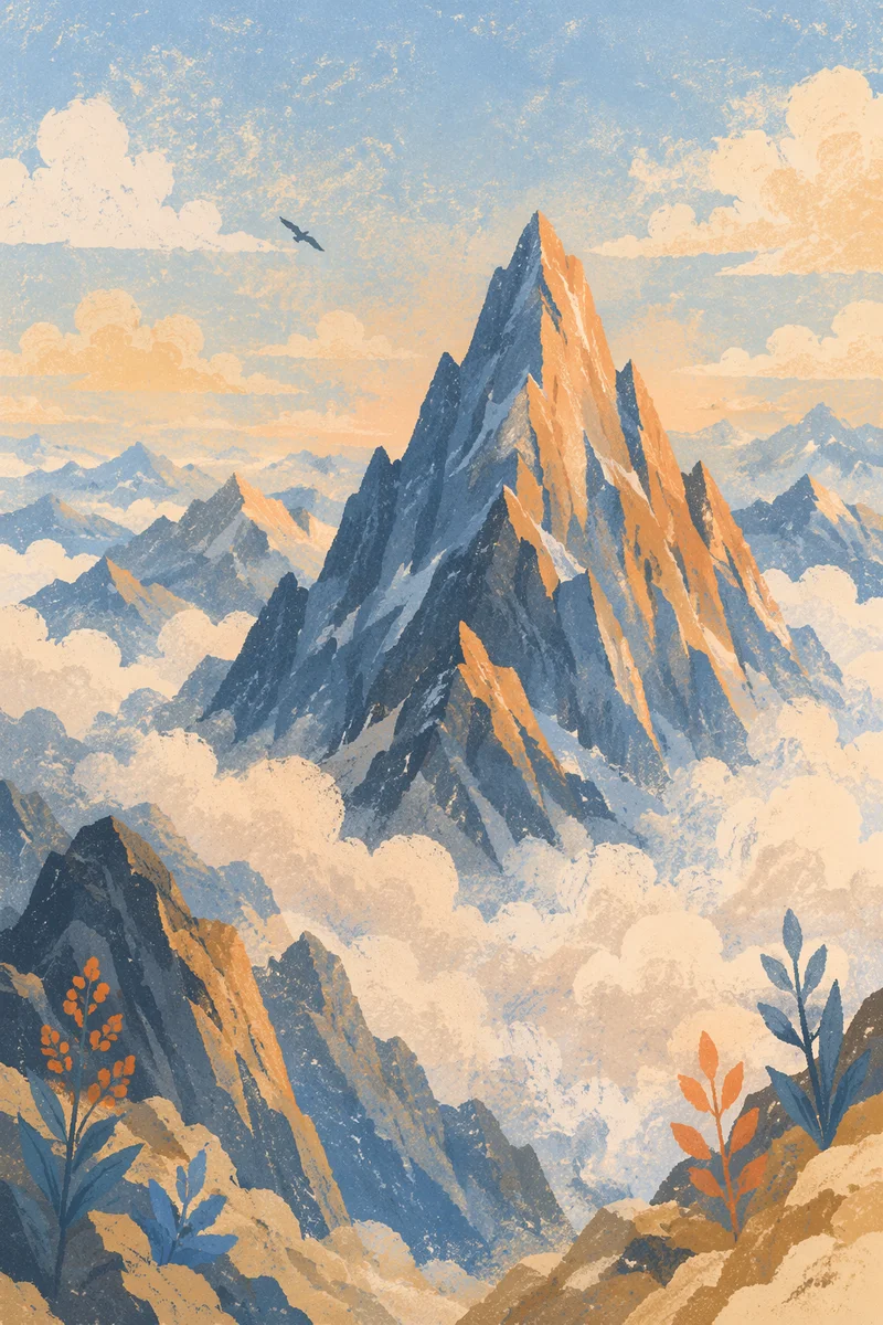 Majestic Mountain Peak Above Morning Clouds