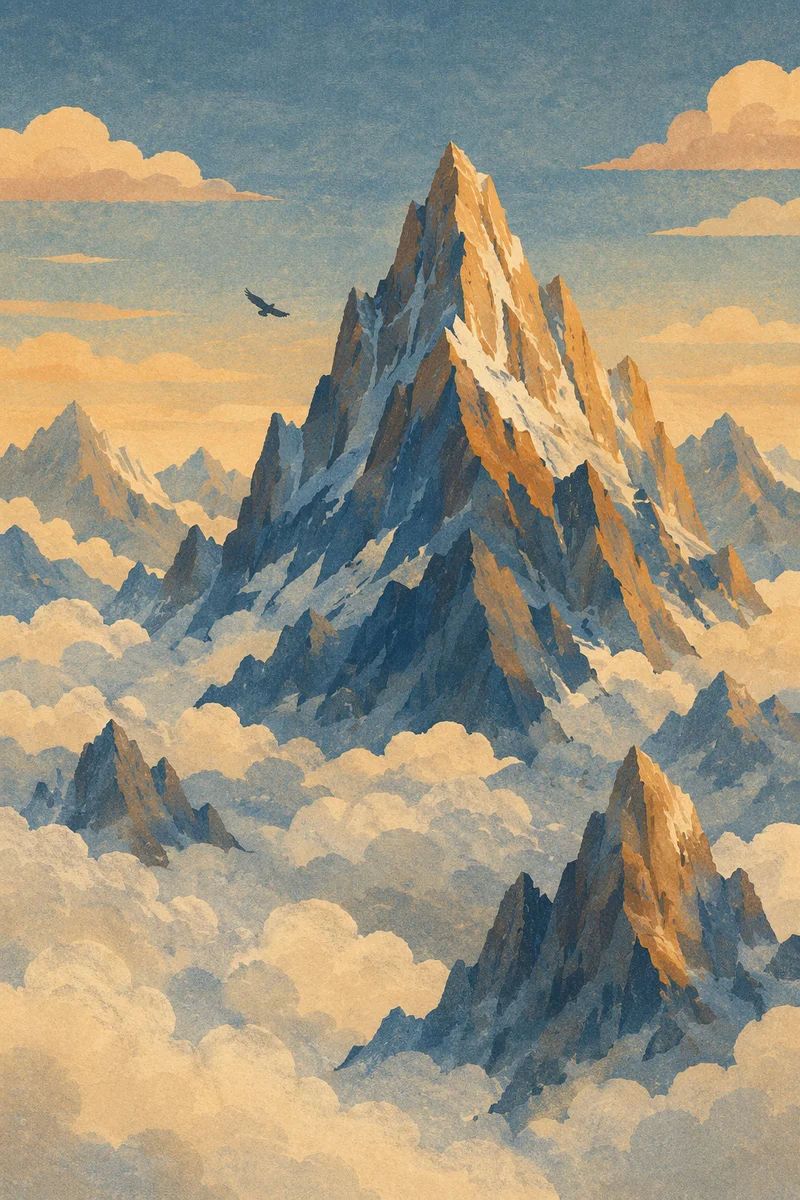 Majestic Mountain Peak Above Morning Clouds