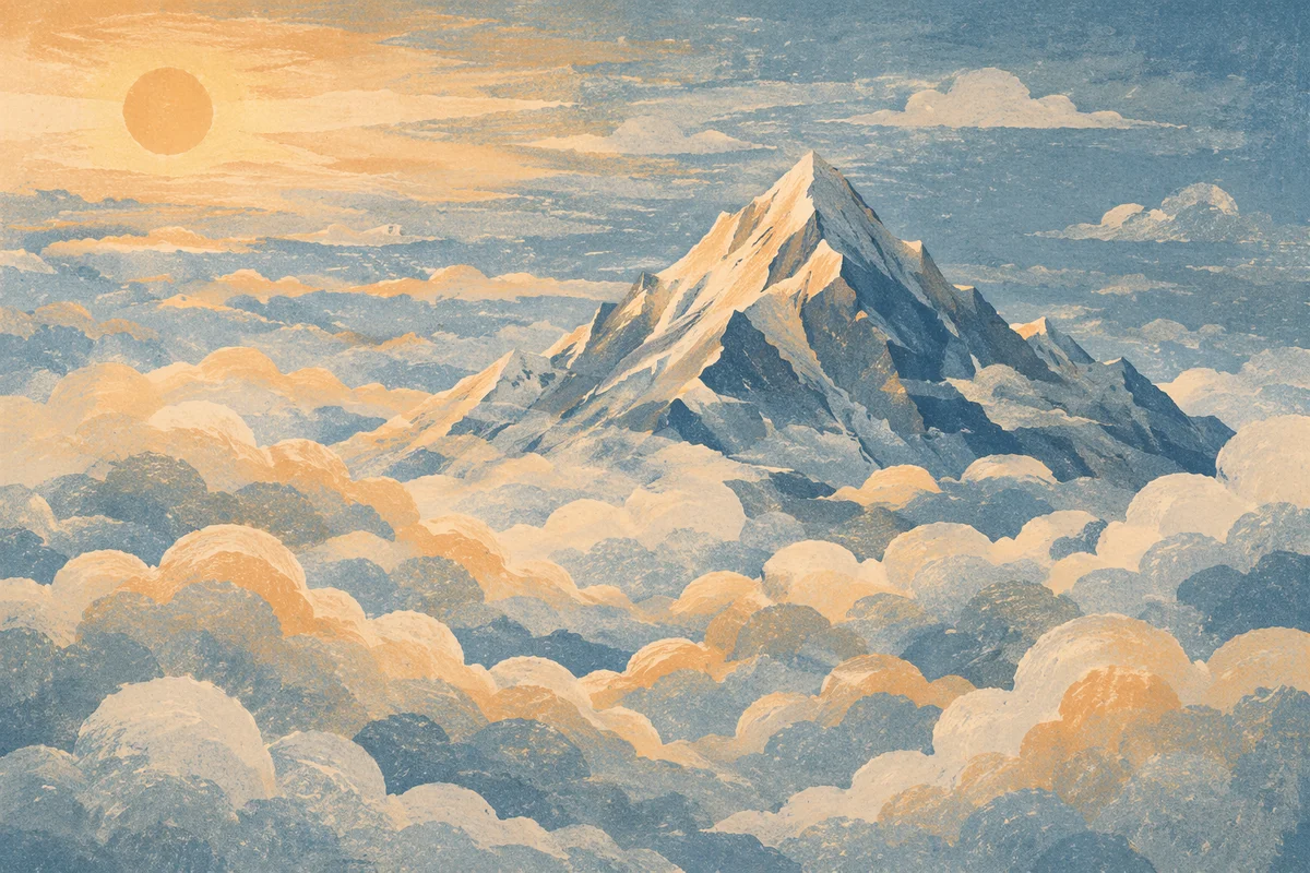 Majestic Mountain Peak Above Morning Clouds
