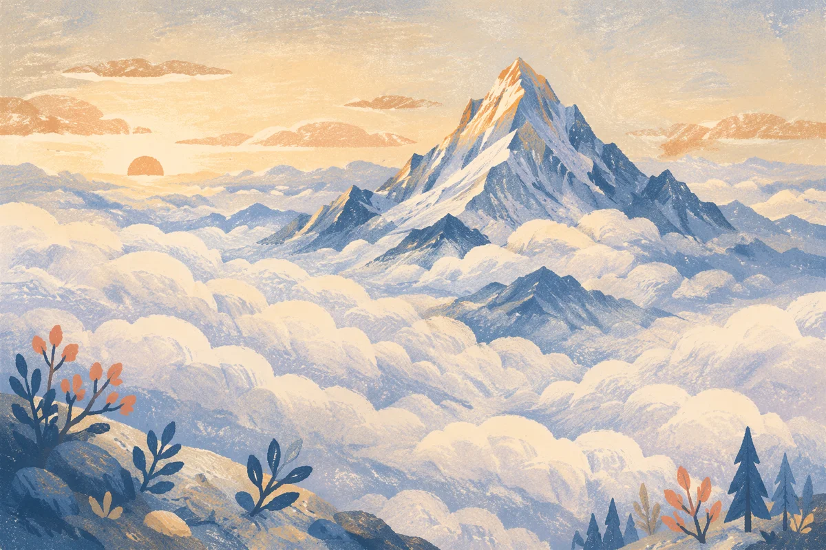 Majestic Mountain Peak Above Morning Clouds