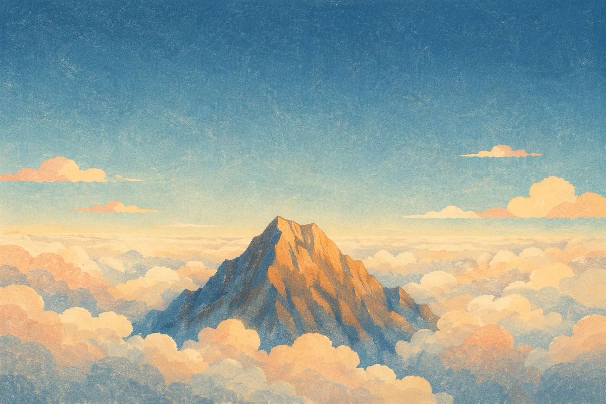 Majestic Mountain Peak Above Golden Clouds