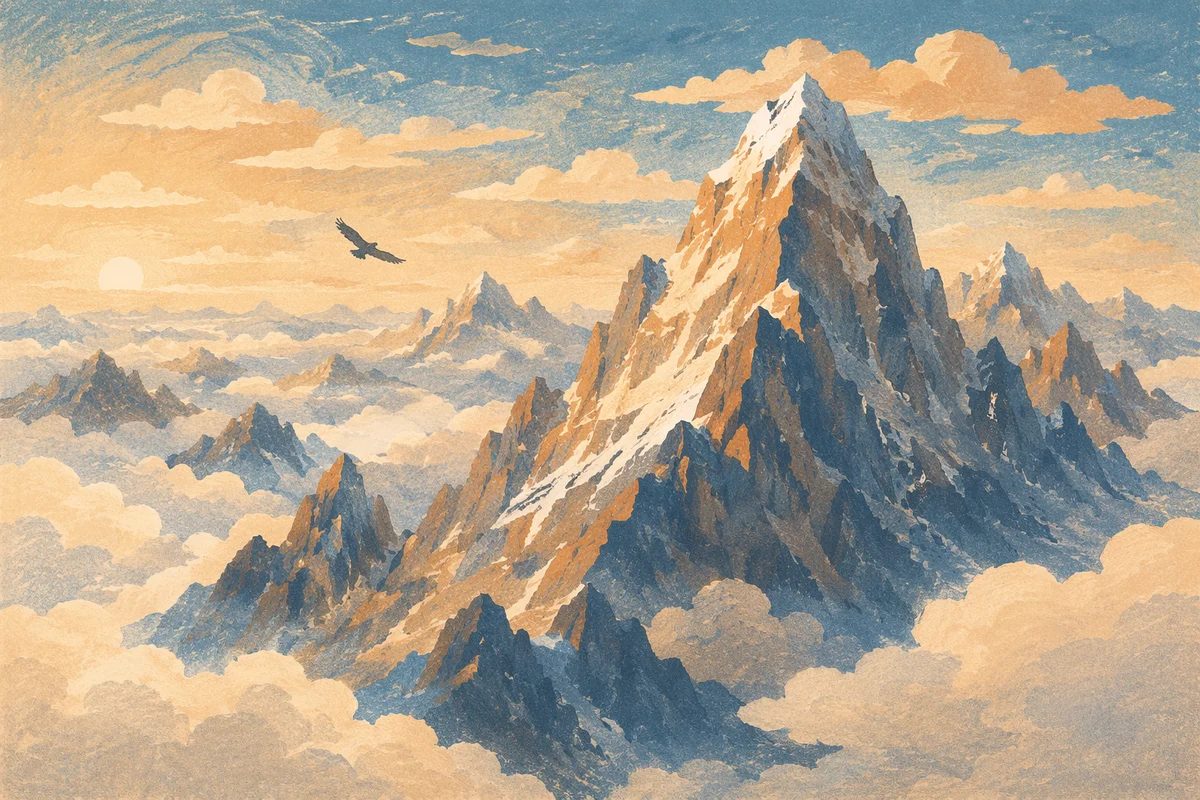 Majestic Mountain Peak Above Morning Clouds