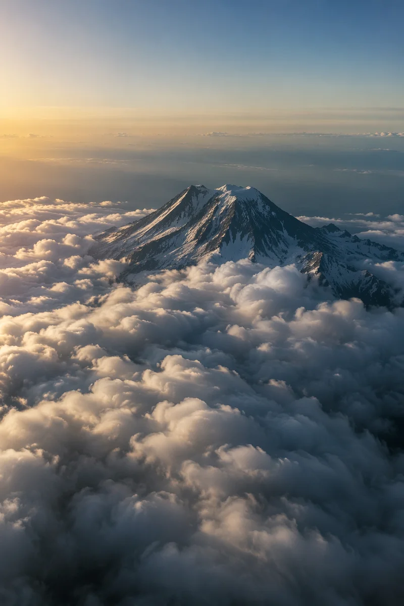 Majestic Mountain Peak Above Morning Clouds