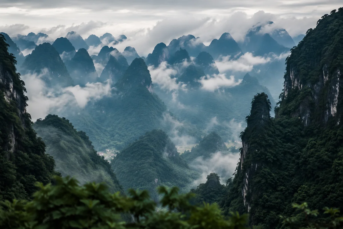 Majestic Mountain Peaks Above Morning Clouds