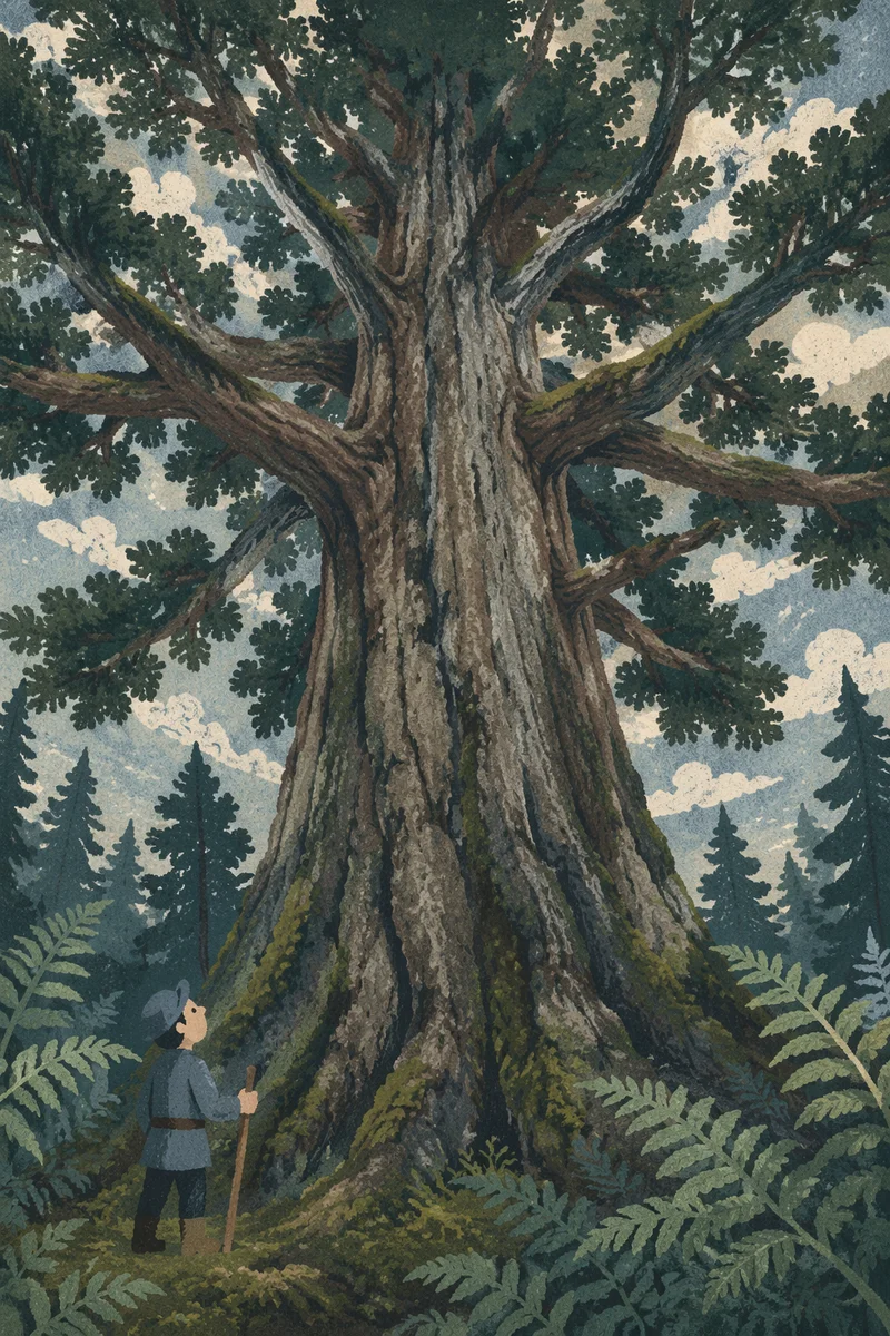Ancient Evergreen Canopy From Forest Floor