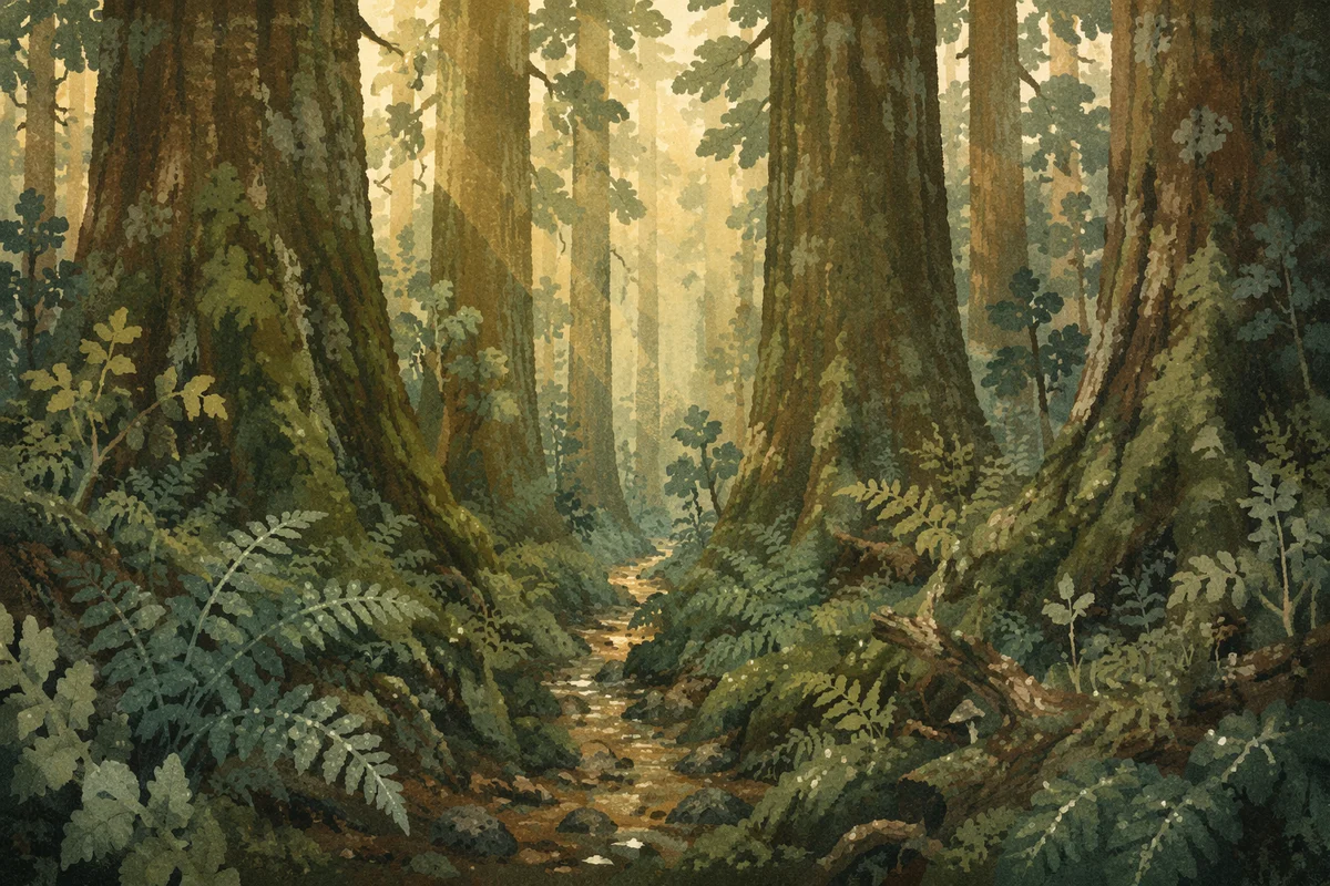 Ancient Old Growth Forest at Dawn
