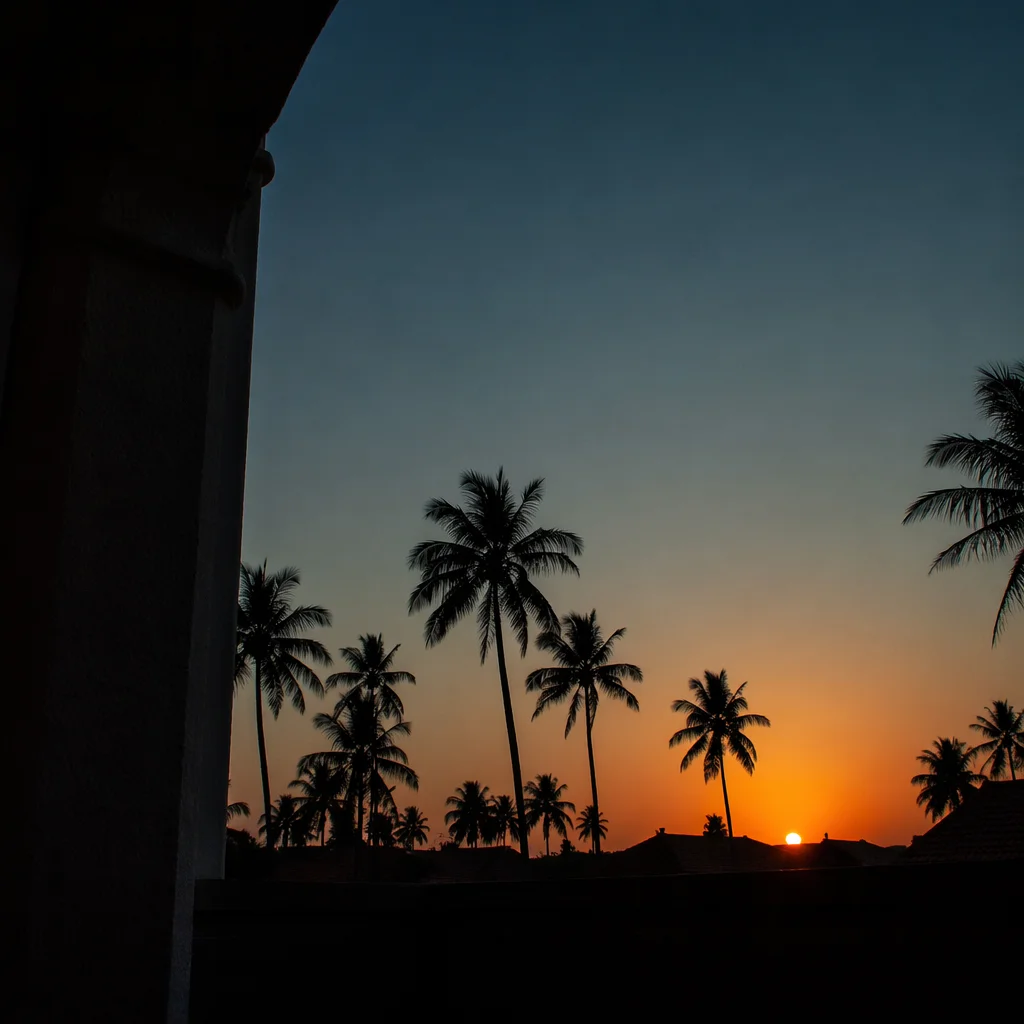 Palm Tree Silhouettes at Tropical Sunset