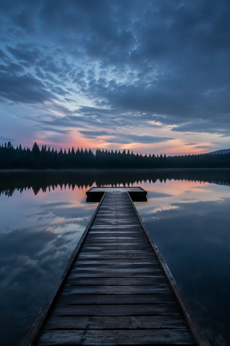 Peaceful Wooden Pier at Blue Hour