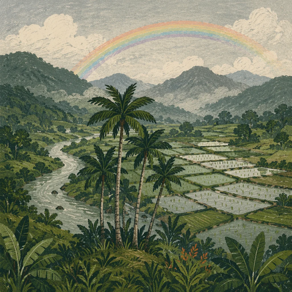 Rainbow After Rain Over Green Valley