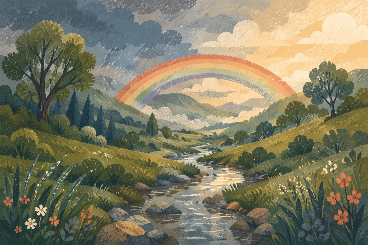 Rainbow Over Fresh Green Valley