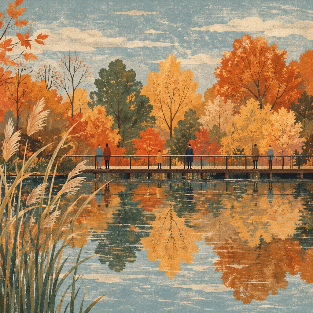 Autumn Trees Reflected in Still Pond