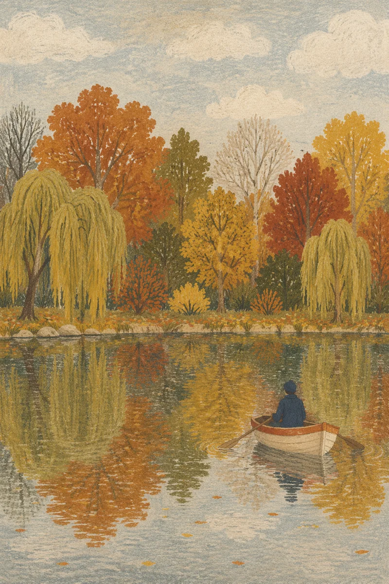 Autumn Trees Reflected in Quiet Pond
