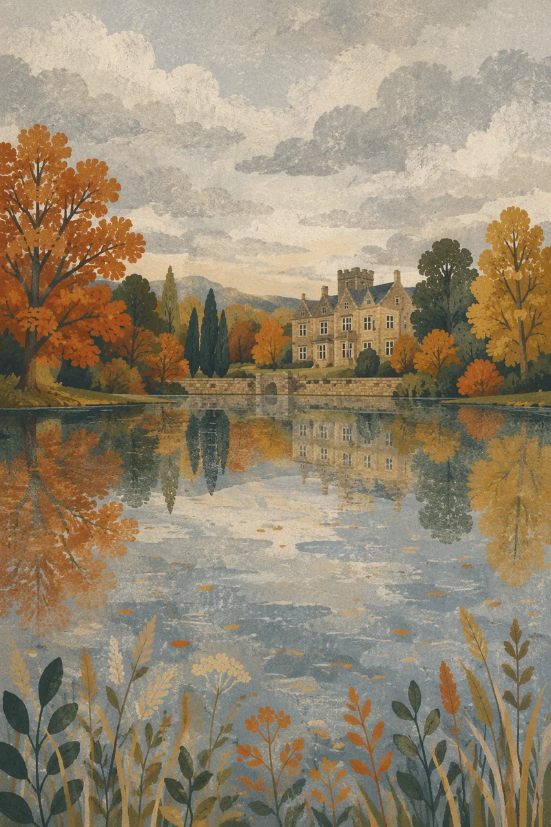 Autumn Trees Reflected in Quiet Pond