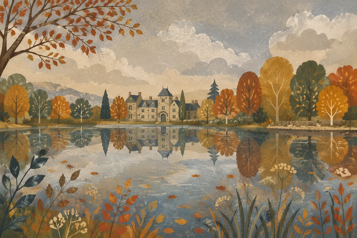 Autumn Trees Reflected in a Quiet Pond