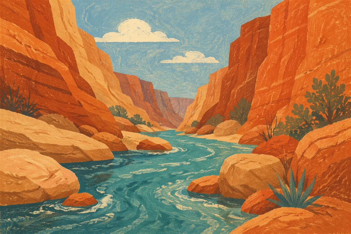 Turquoise River Winding Through Canyon Rocks