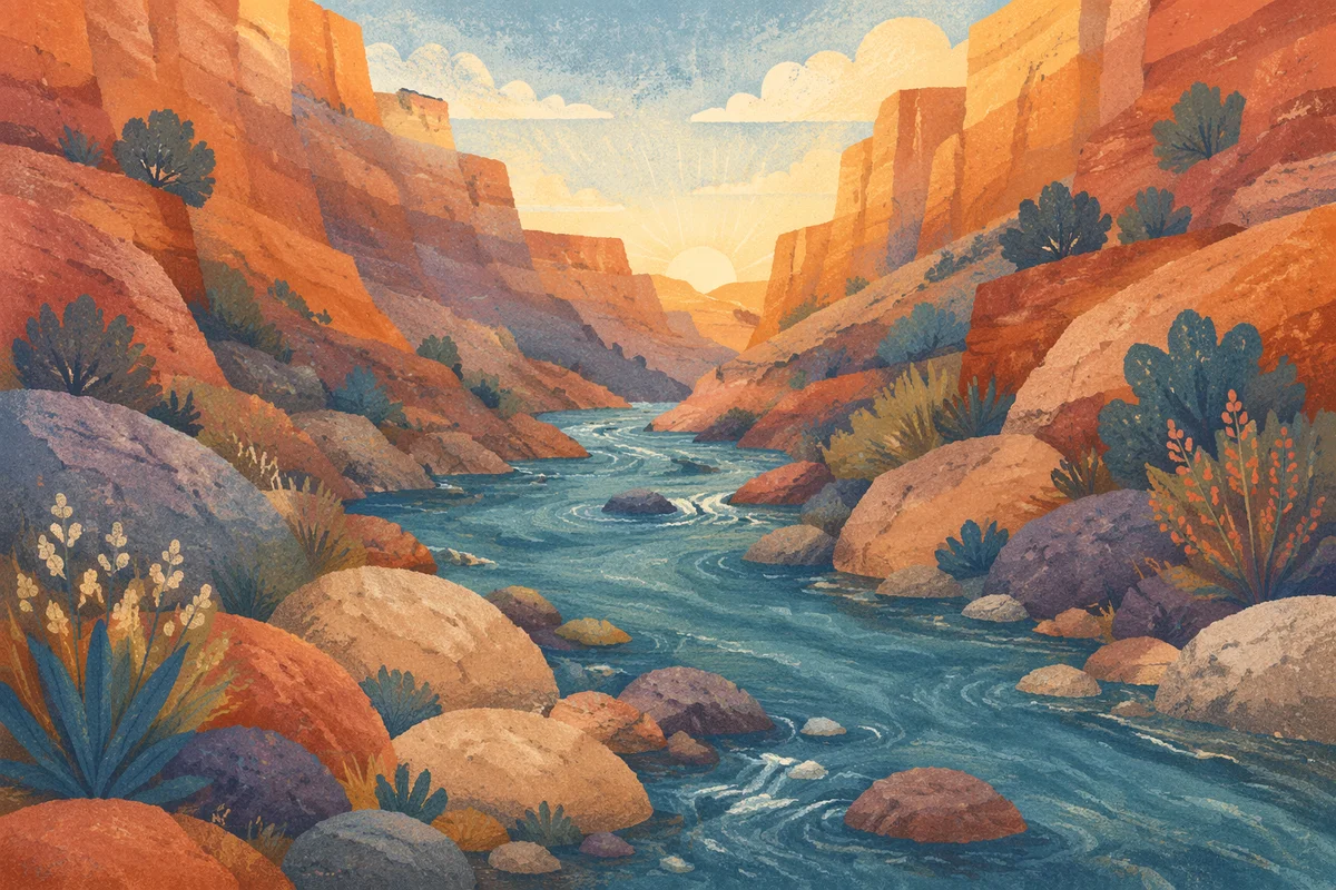 Turquoise River Winding Through Canyon Rocks