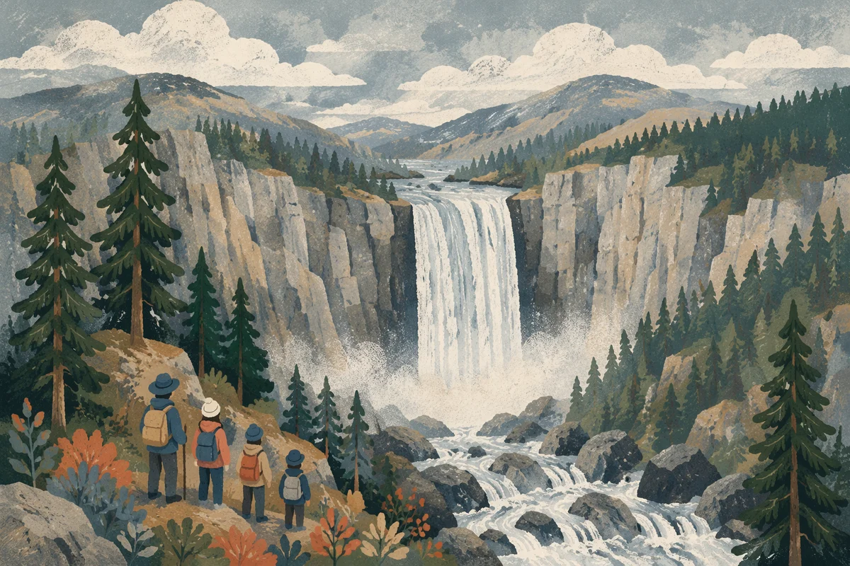 Mountain Rapids Below Granite Cliffs