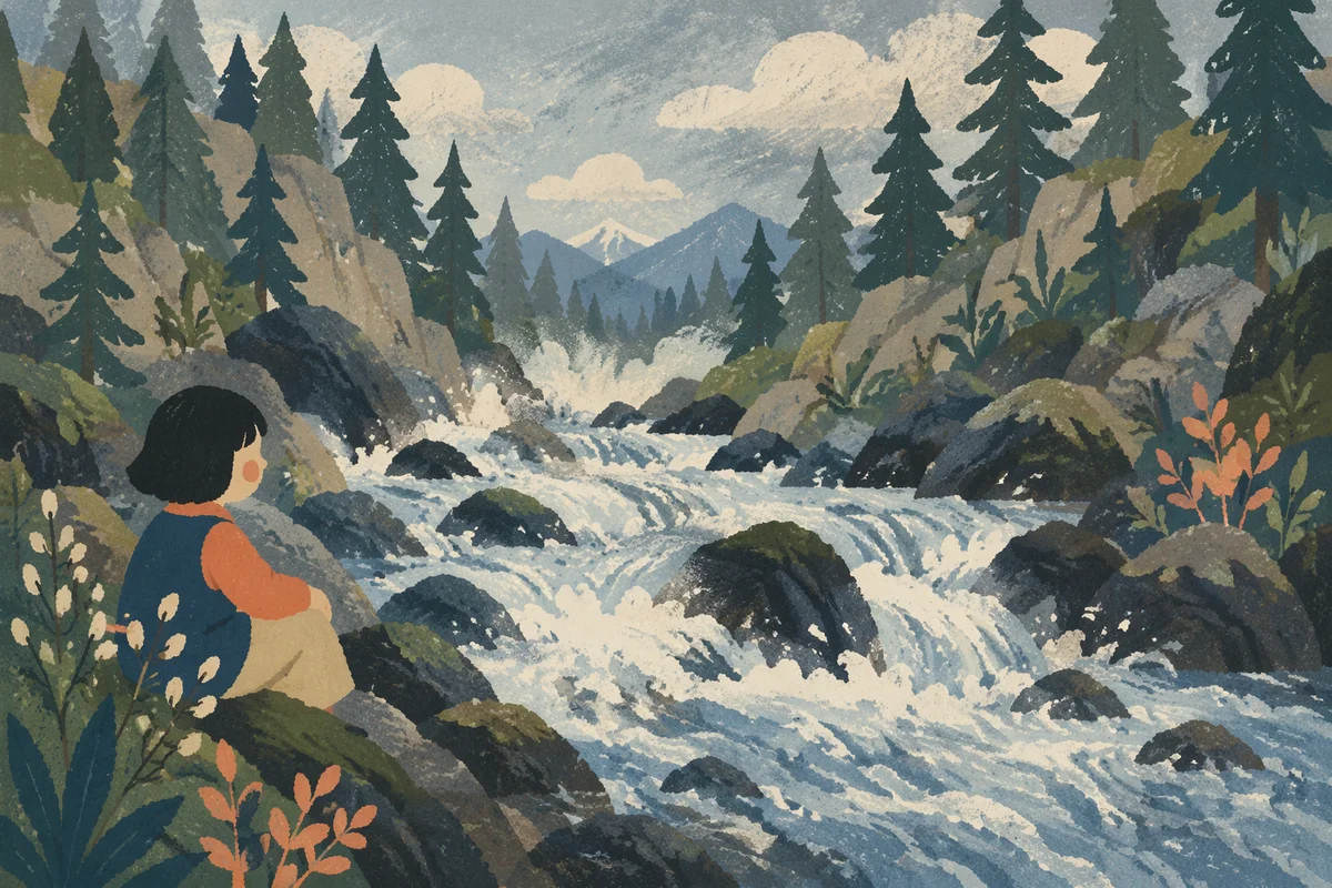 Wild Mountain River Rapids in Spring