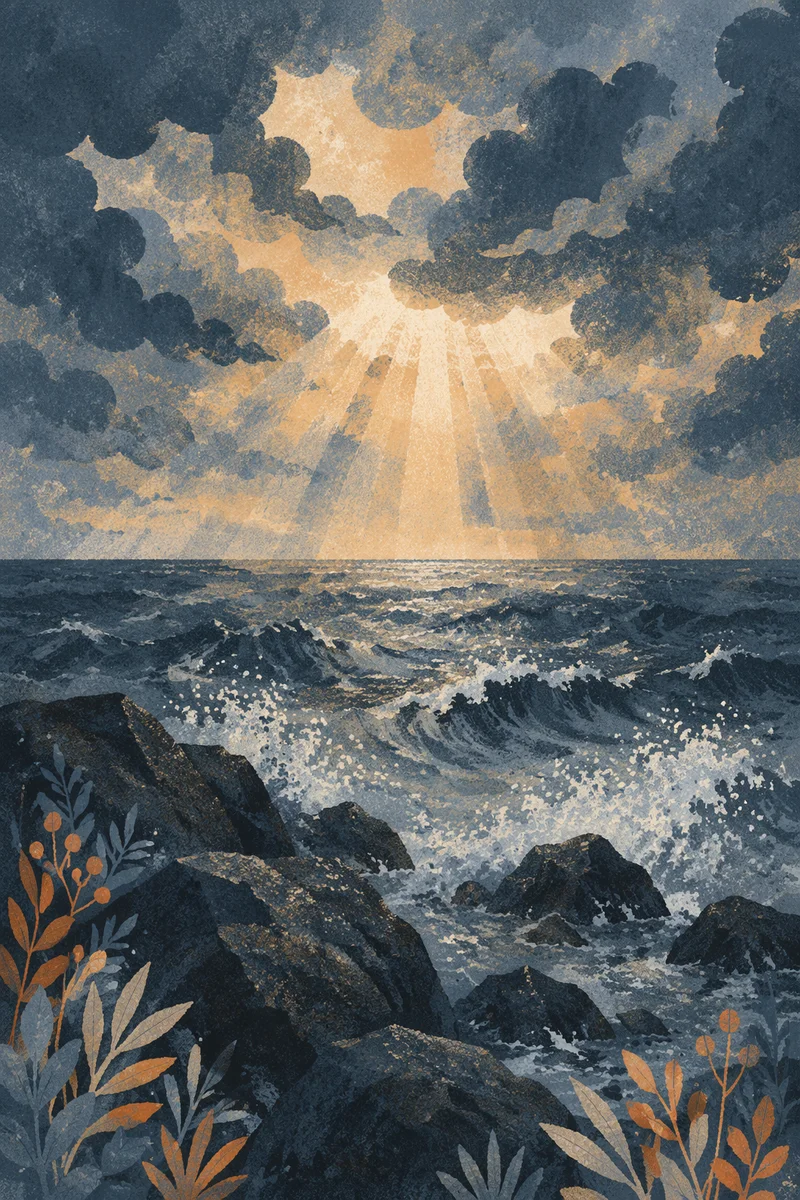 Dramatic Rocky Coastline with Crashing Waves