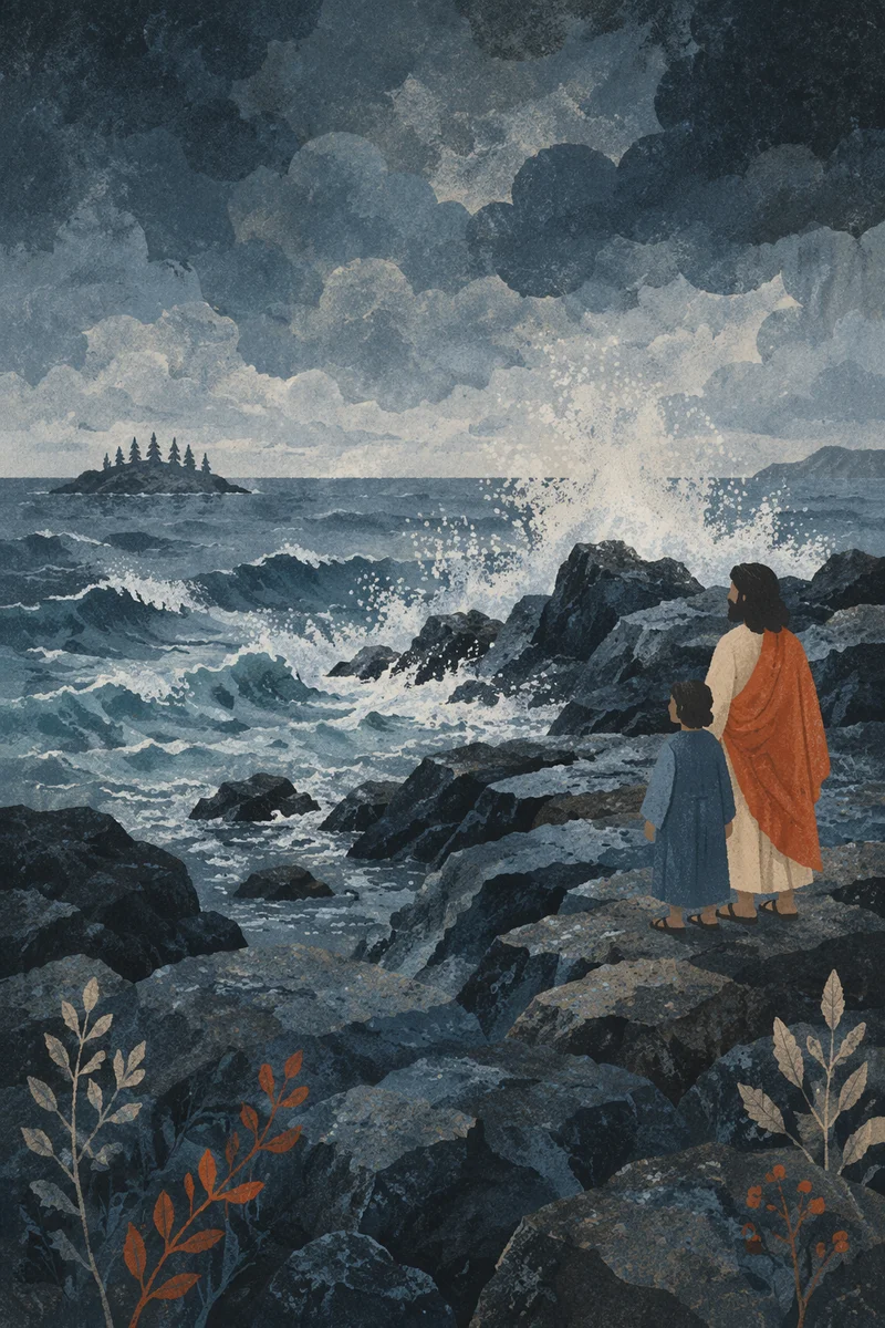 Dramatic Waves on Rocky Storm Coast