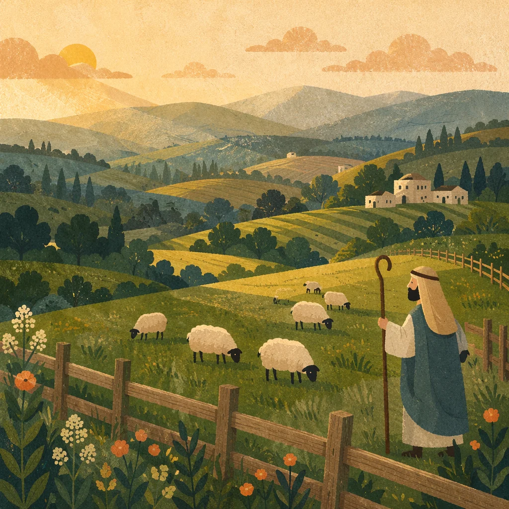 Rolling Green Hills with Rustic Fence