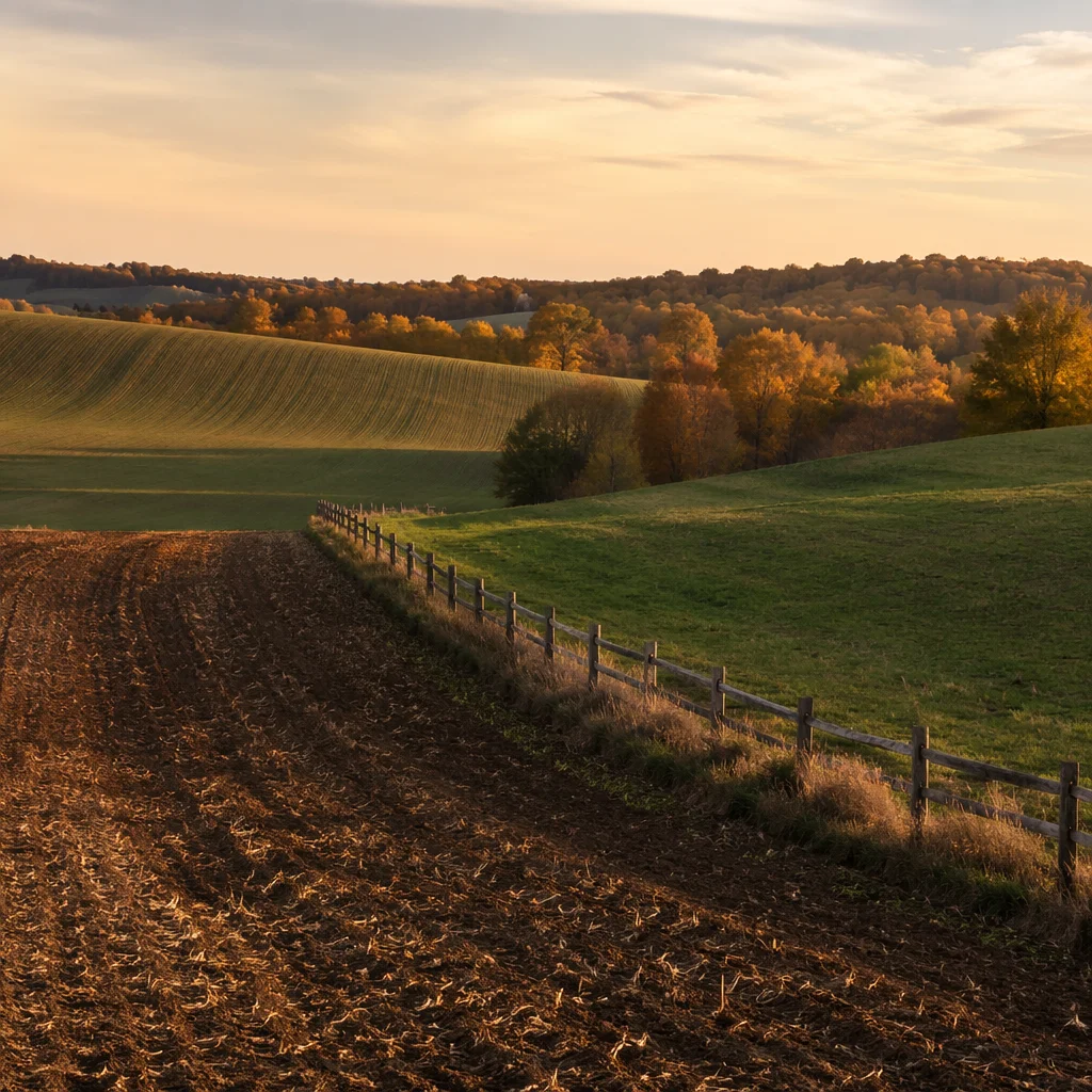 Golden Hour Rolling Hills and Fence Line