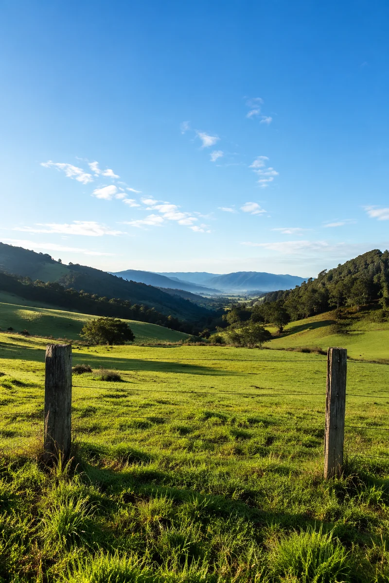 Rolling Green Pasture Fence Landscape
