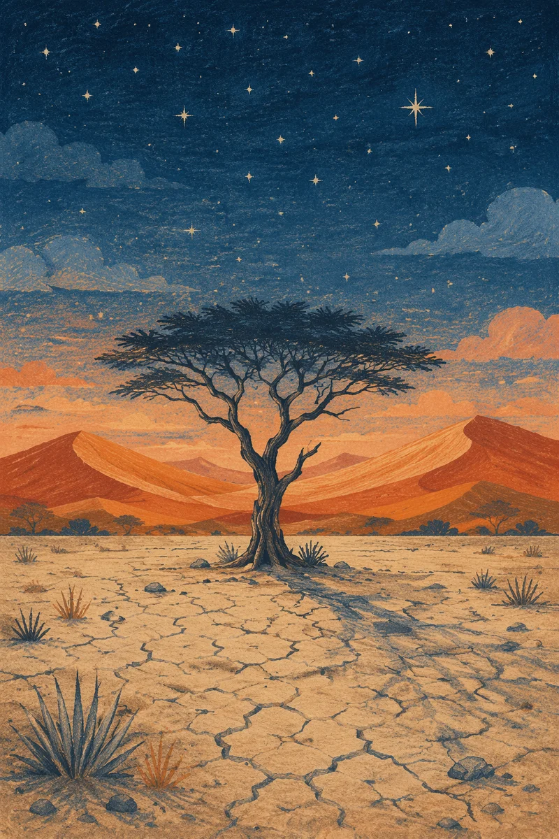Acacia Silhouette at African Savanna Sunset