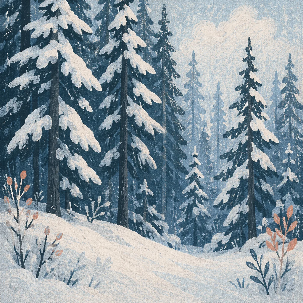 Snow Covered Pine Forest Winter Wonderland