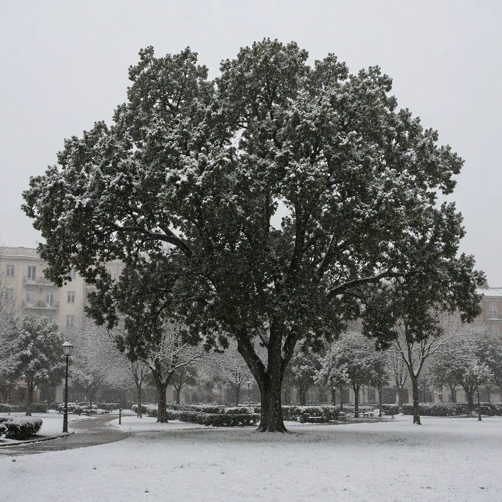 Peaceful Snowfall Over Winter Park Trees