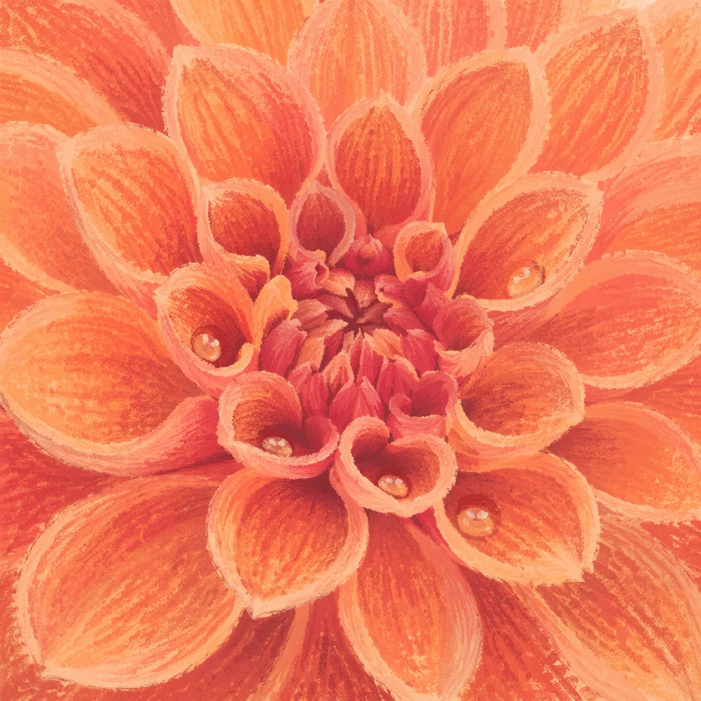 Dewy Coral Dahlia Spring Garden Bloom