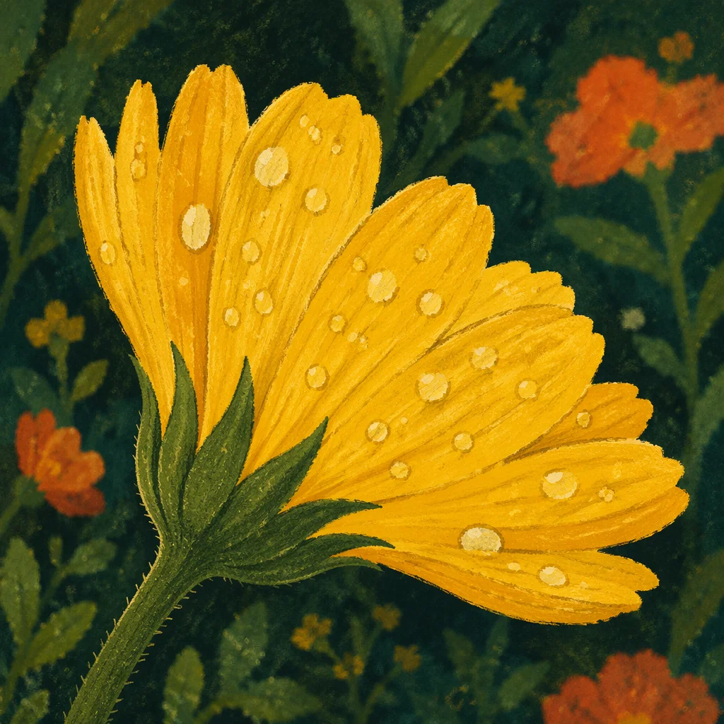 Dewy Yellow Spring Blossom Closeup