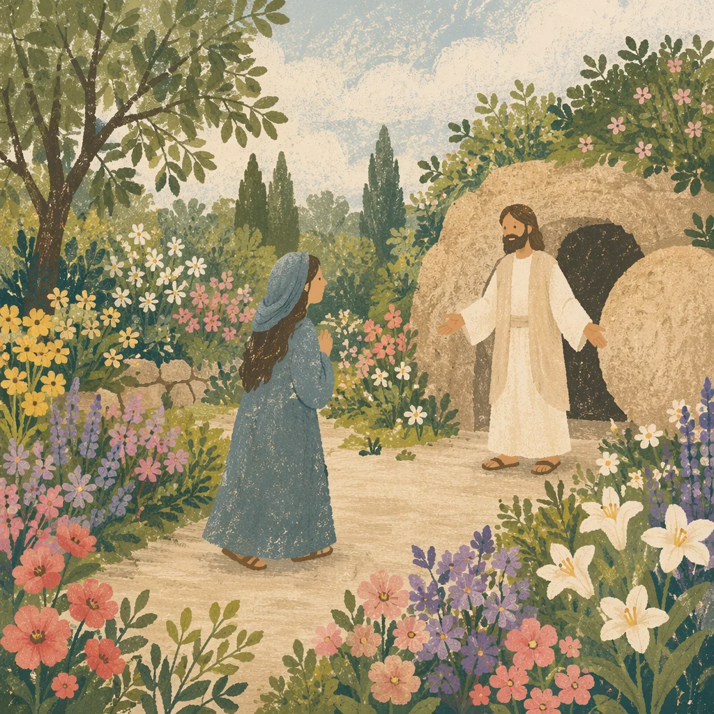 Blooming Spring Garden Path in Pastels