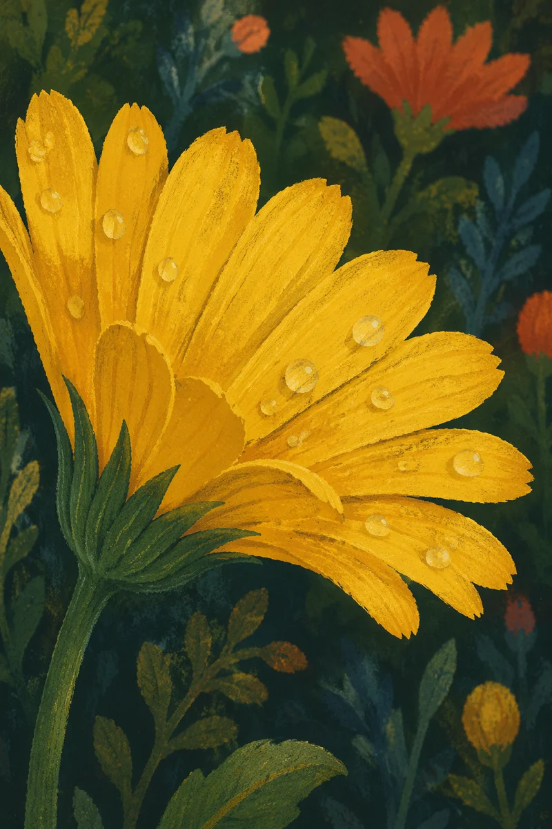 Dewy Yellow Spring Blossom Close Up