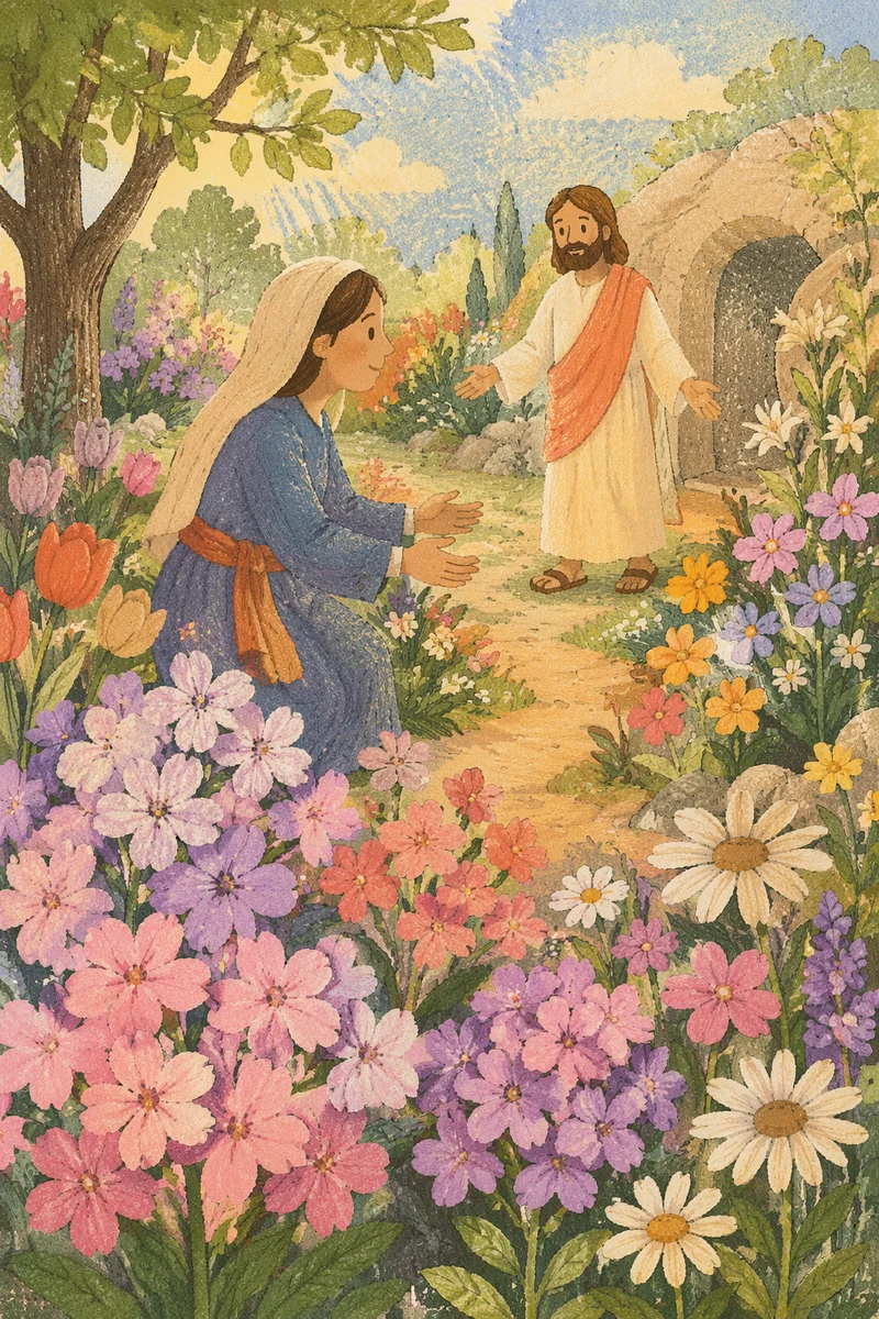 Colorful Spring Garden Path With Blooming Flowers