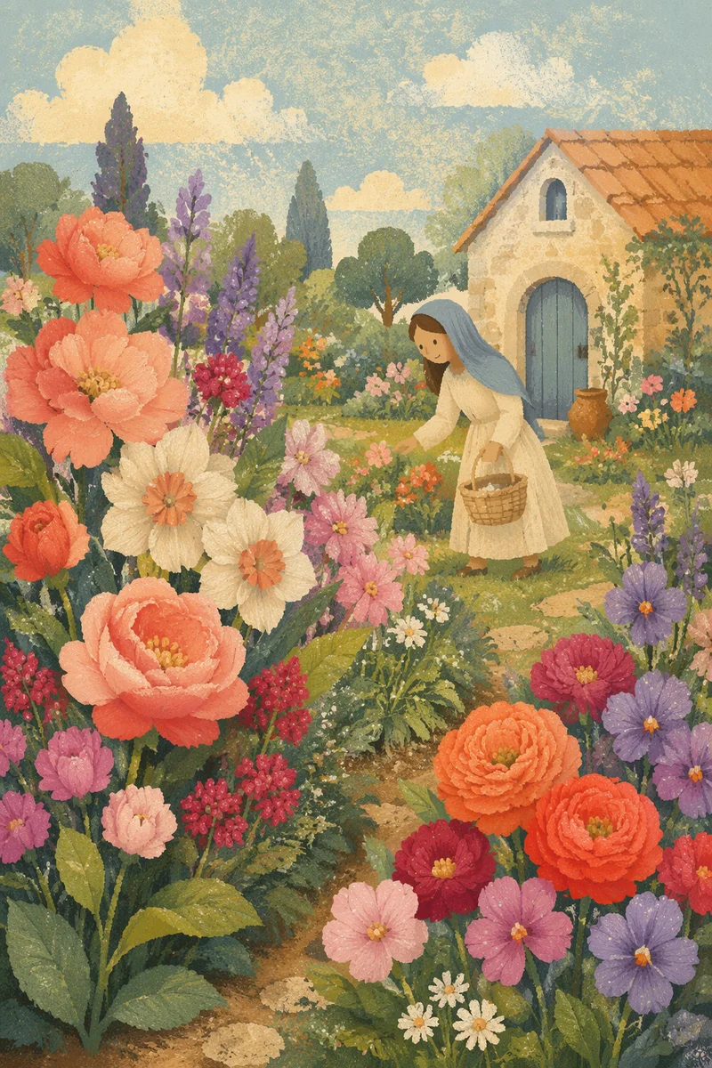 Colorful Spring Cottage Garden Blooms