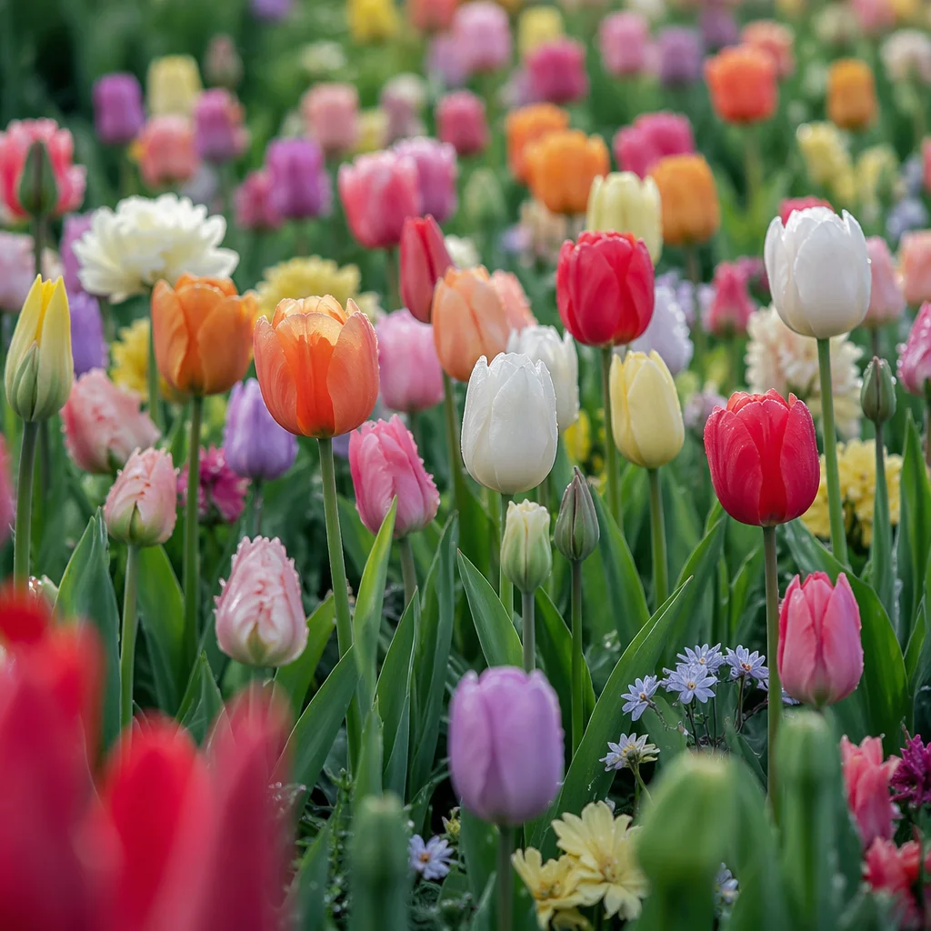 Vibrant Spring Garden Flowers in Morning Light