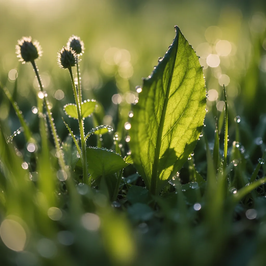 Dewy Spring Leaves in Morning Light
